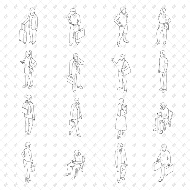 CAD, Vector, PNG Isometric View Urban Waiting People