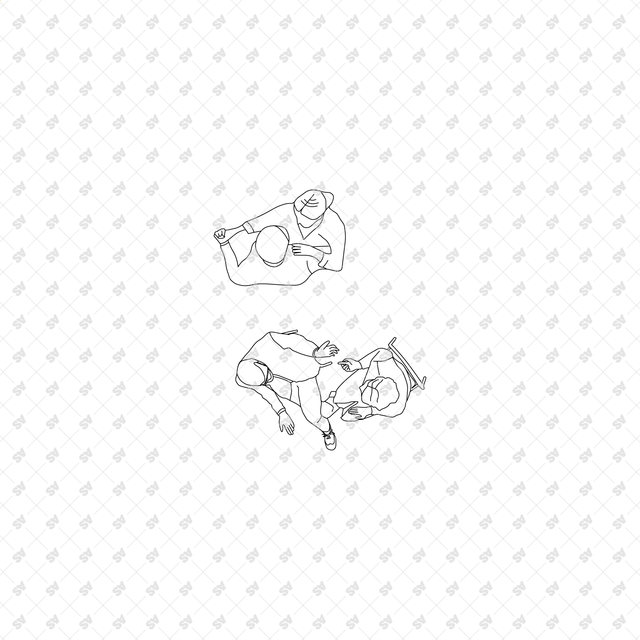 CAD, Vector Home Life Characters in Plan View Multi-Pack (Top view)