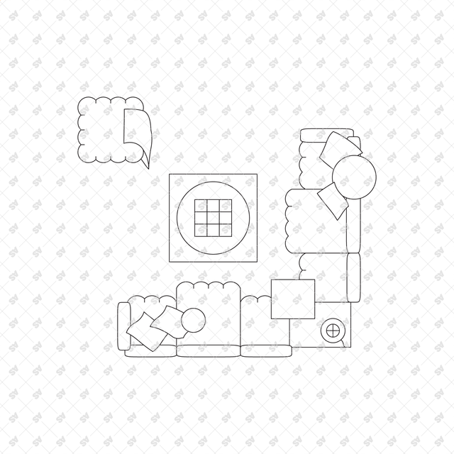 CAD, Vector, PNG Living Rooms in Top View