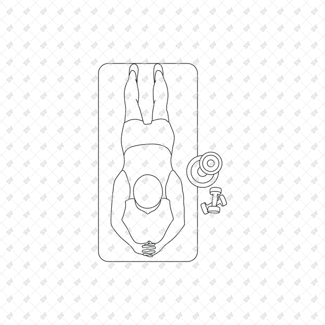 CAD, Vector, PNG Gym Workout Characters in Top View