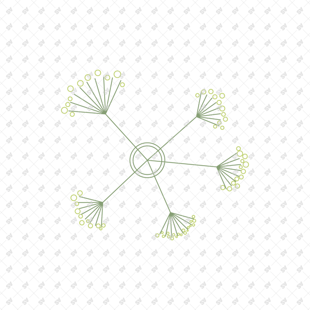 CAD Vector Line-Art Plants, Trees in Planters (Top View)
