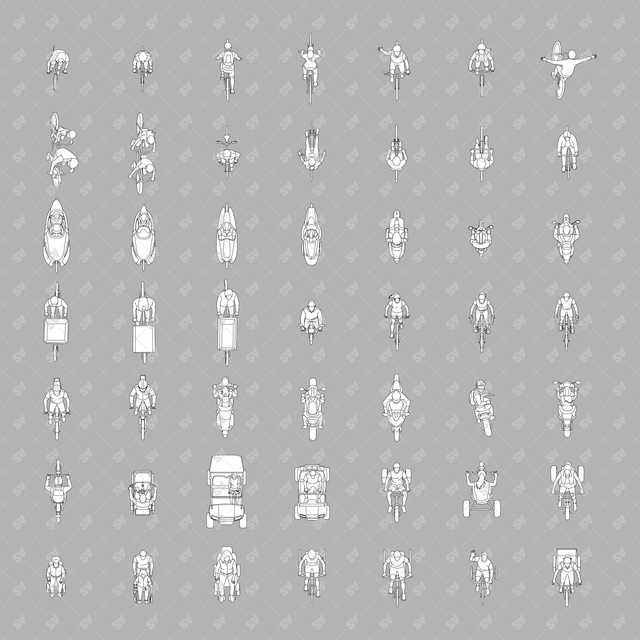 CAD, Vector, PNG Vehicles and Riders in Top View
