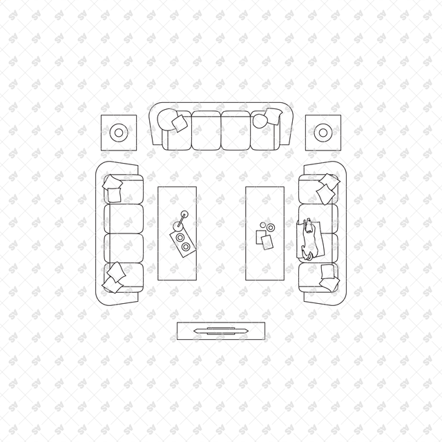 CAD, Vector, PNG Living Rooms in Top View