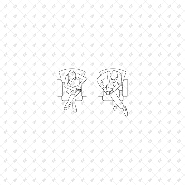 CAD, Vector Home Life Characters in Plan View Multi-Pack (Top view)