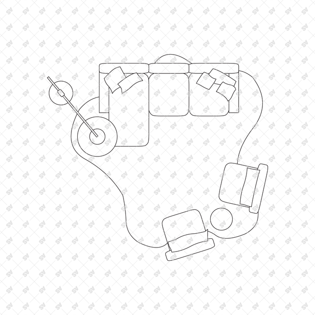 CAD, Vector, PNG Living Rooms in Top View