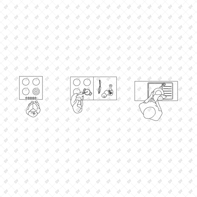 CAD, Vector Home Life Characters in Plan View Multi-Pack (Top view)