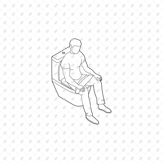CAD, Vector, PNG Isometric View Toilet Users