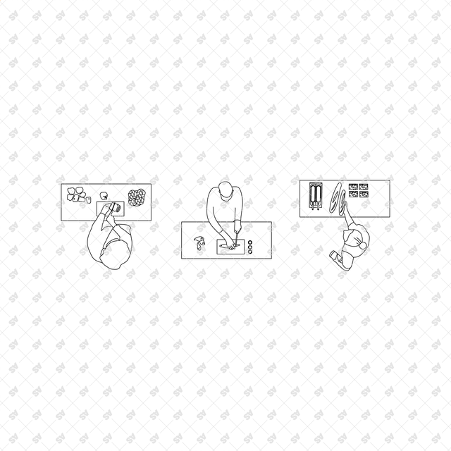 CAD, Vector Home Life Characters in Plan View Multi-Pack (Top view)