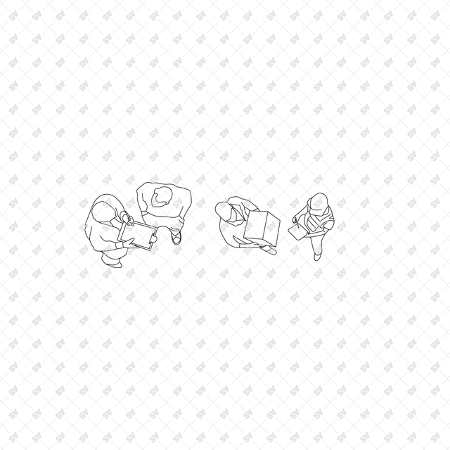 CAD, Vector Home Life Characters in Plan View Multi-Pack (Top view)