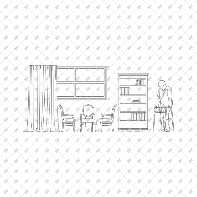 CAD, Vector, PNG Nursing Elderly Home Multi Pack (Front view and side view)