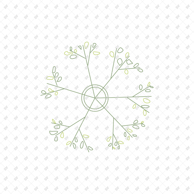 CAD Vector Line-Art Plants, Trees in Planters (Top View)