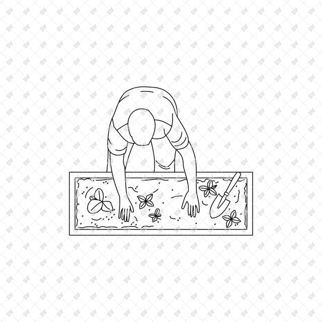 CAD, Vector, PNG Gardening Characters in Top View