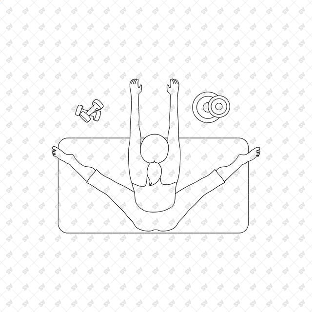 CAD, Vector, PNG Gym Workout Characters in Top View