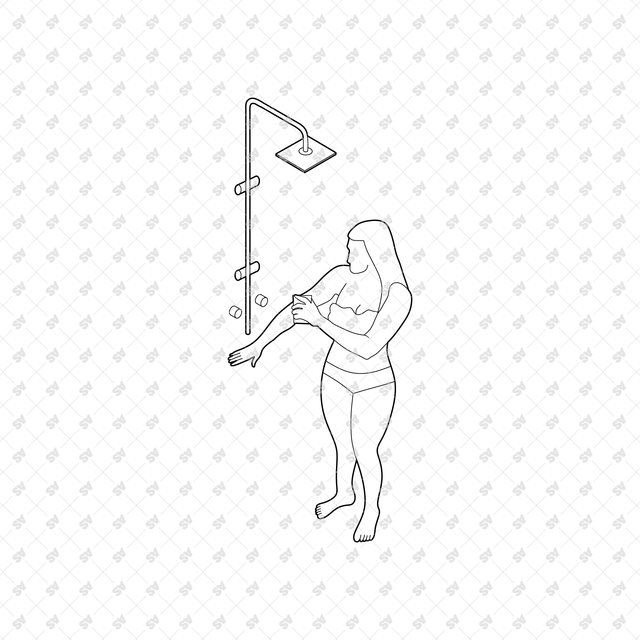 CAD, Vector, PNG Isometric View Shower Users