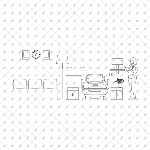 CAD, Vector, PNG Nursing Elderly Home Multi Pack (Front view and side view)