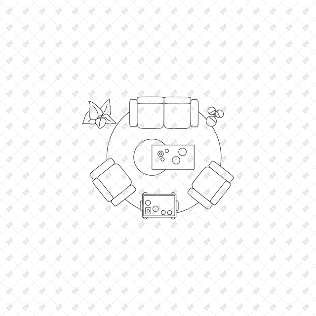 CAD, Vector, PNG Living Rooms in Top View