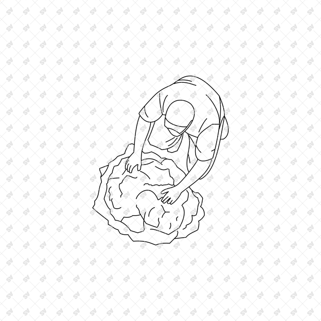 CAD, Vector, PNG Gardening Characters in Top View