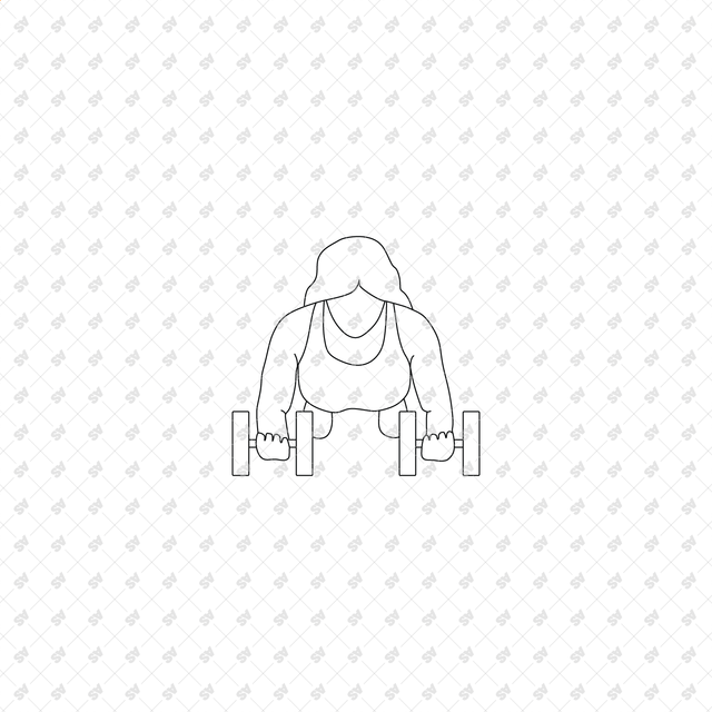 CAD, Vector, PNG Gym Workout Characters in Top View
