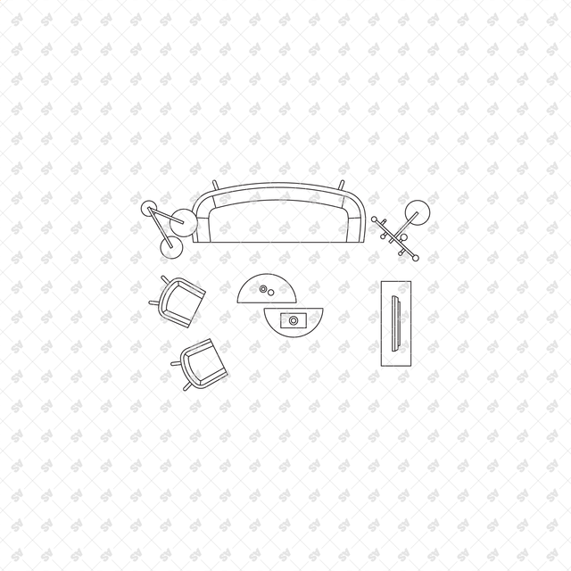 CAD, Vector, PNG Living Rooms in Top View