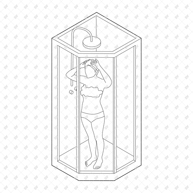 CAD, Vector, PNG Isometric View Shower Users