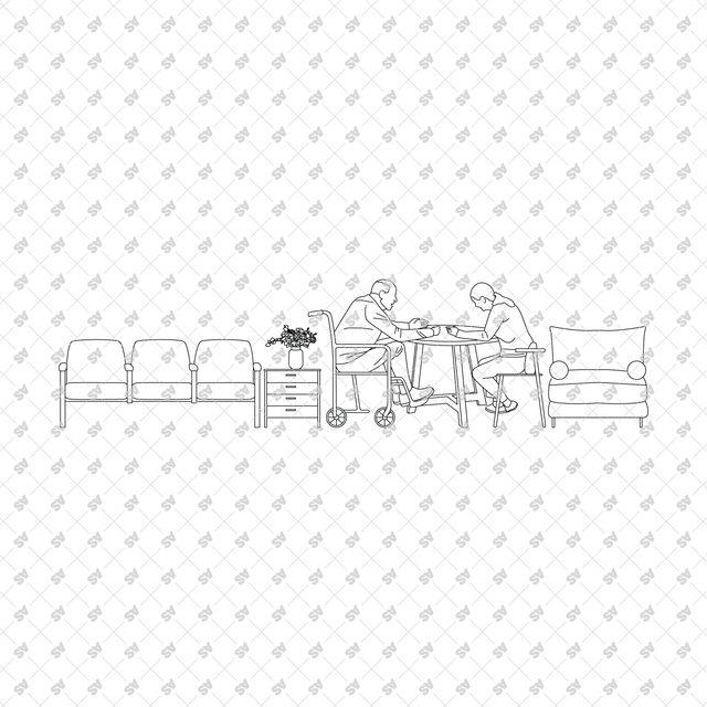 CAD, Vector, PNG Nursing Elderly Home Multi Pack (Front view and side view)