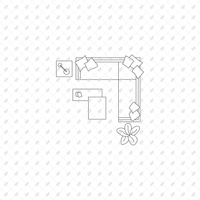 CAD, Vector, PNG Living Rooms in Top View