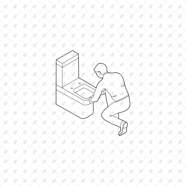 CAD, Vector, PNG Isometric View Toilet Users