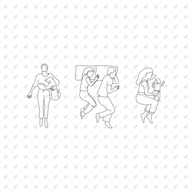 CAD, Vector Home Life Characters in Plan View Multi-Pack (Top view)