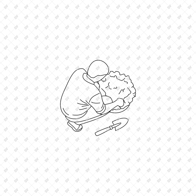 CAD, Vector, PNG Gardening Characters in Top View