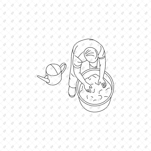 CAD, Vector, PNG Gardening Characters in Top View