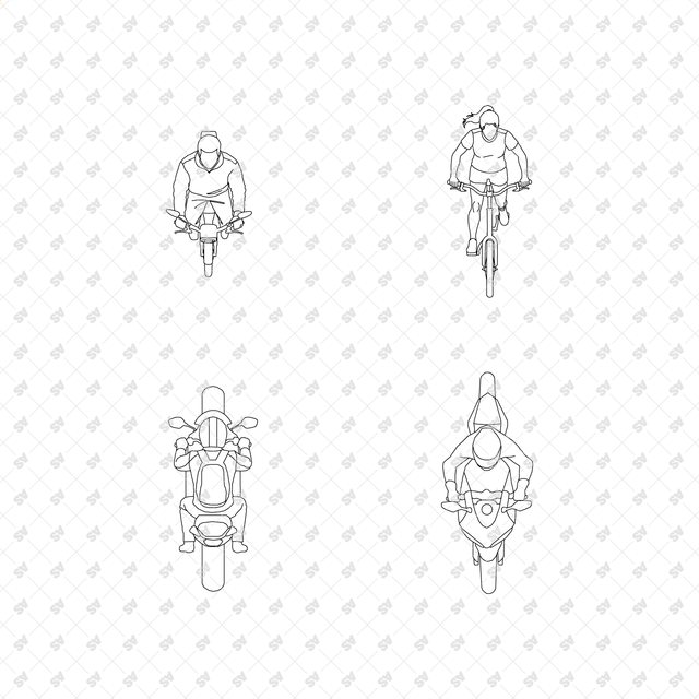 CAD, Vector, PNG Vehicles and Riders in Top View