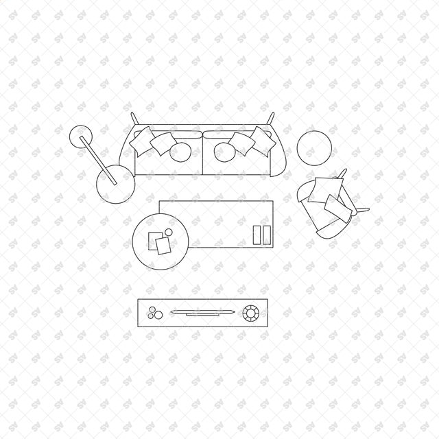 CAD, Vector, PNG Living Rooms in Top View