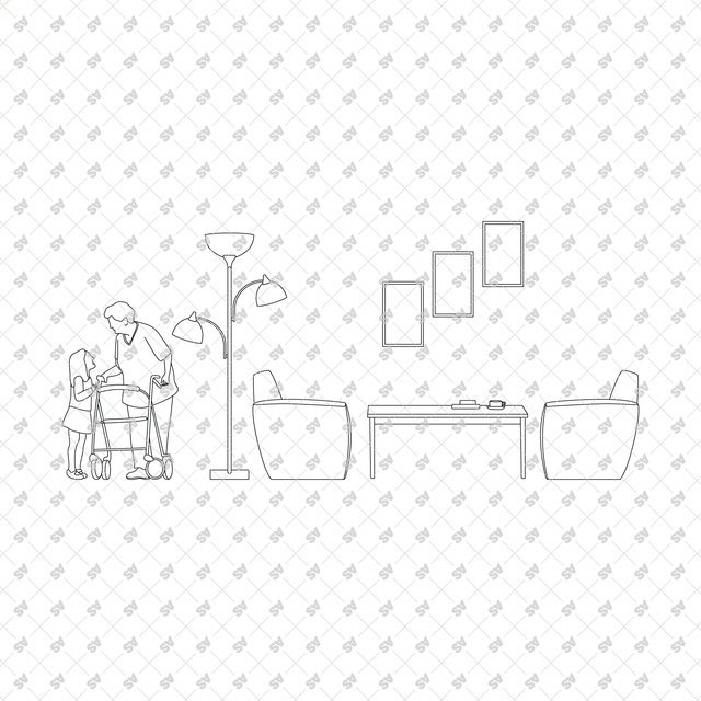CAD, Vector, PNG Nursing Elderly Home Multi Pack (Front view and side view)