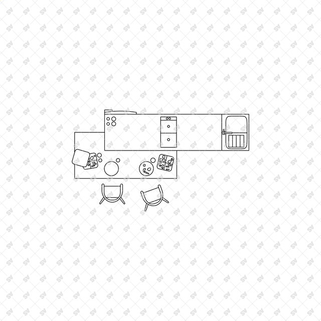 CAD, Vector Kitchens in Top View