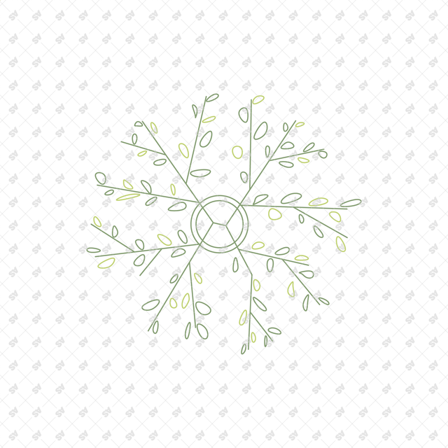CAD Vector Line-Art Plants, Trees in Planters (Top View)
