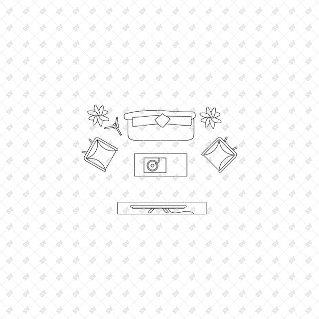 CAD, Vector, PNG Living Rooms in Top View