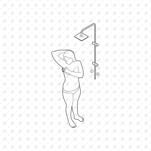 CAD, Vector, PNG Isometric View Shower Users