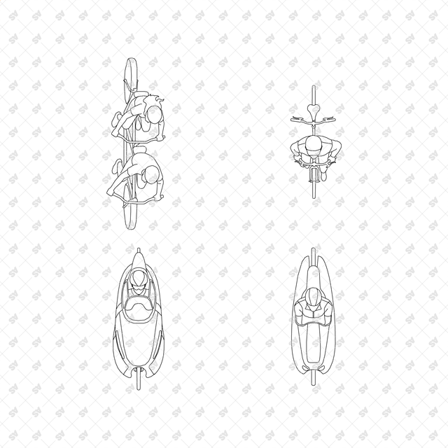 CAD, Vector, PNG Vehicles and Riders in Top View