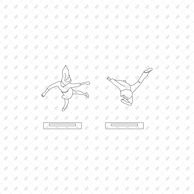 CAD, Vector Home Life Characters in Plan View Multi-Pack (Top view)