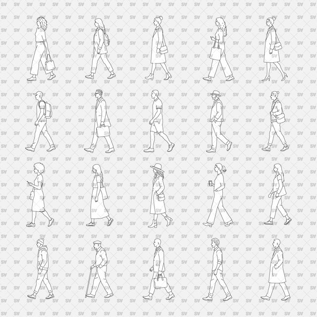 ArchiCAD Vector PNG People Walking in Side View