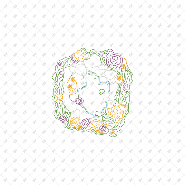 CAD, Vector, PNG Ponds Landscapes in Top View in Color and B/W