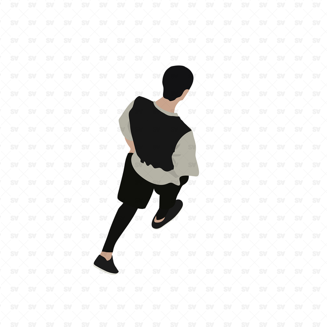 Vector, PNG Flat People in Bird's Eye View