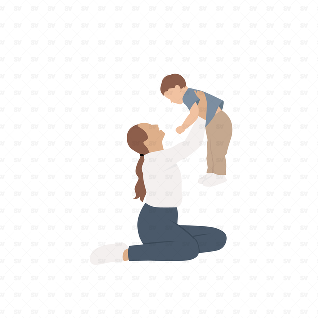 Vector, PNG Families in Front and Side View Set