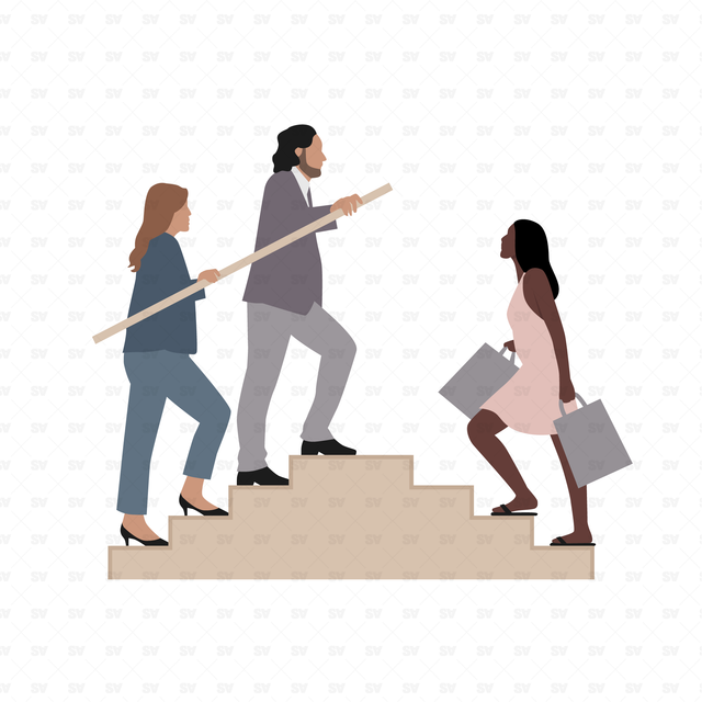 Vector, PNG Stairs People Set in Front and Side View