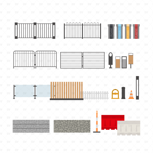 Vector, PNG Urban Design Front and Side View Set