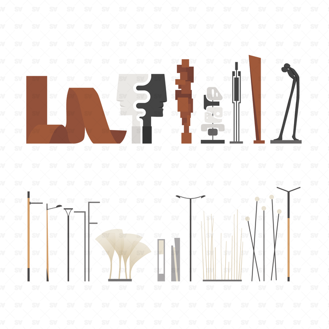 Vector, PNG Urban Design Front and Side View Set