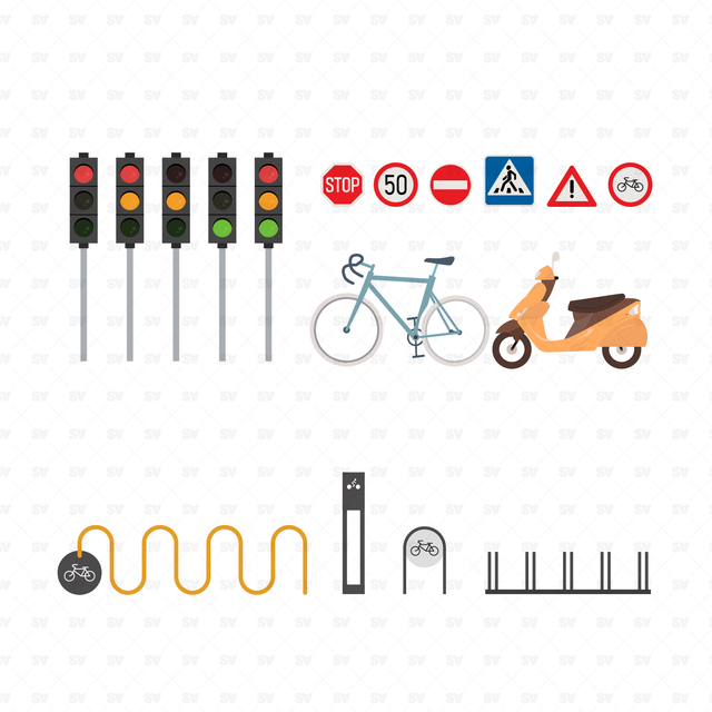 Vector, PNG Urban Design Front and Side View Set