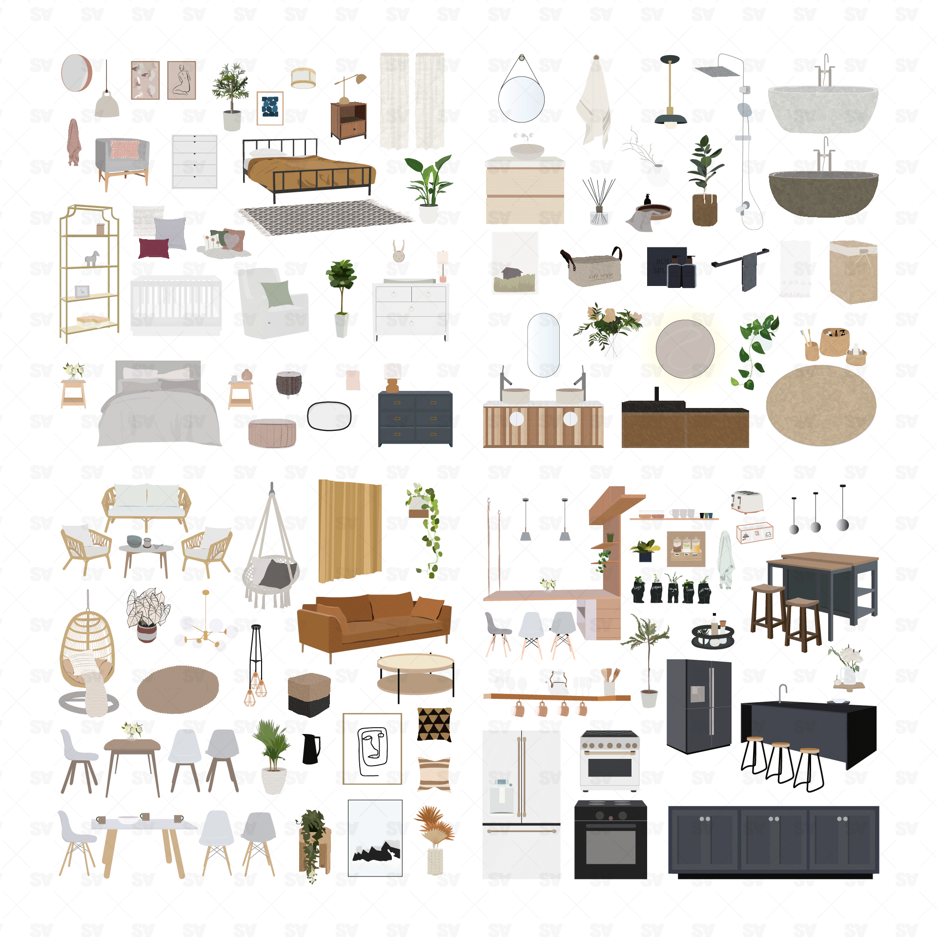 Vector Interior Furniture Pack - 125 Figures – Studio Alternativi