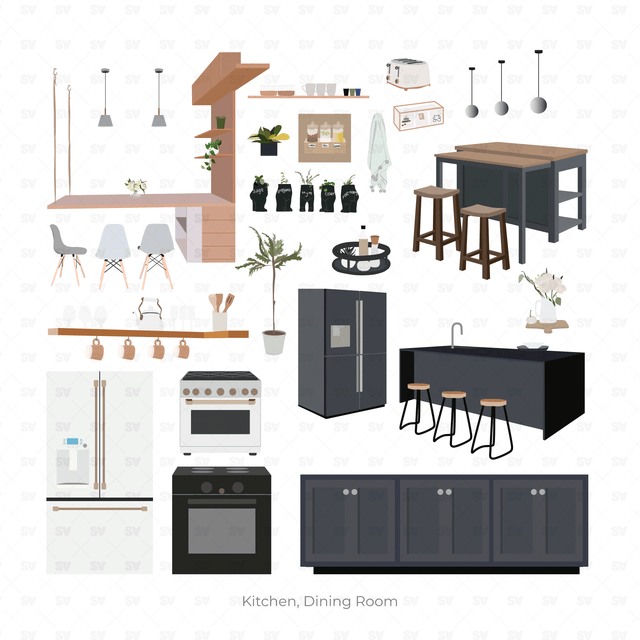 vector kitchen furniture ai png