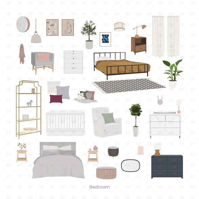 vector bedroom furniture ai png